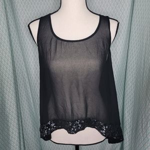 Black Sheer & Sequin Tank size S